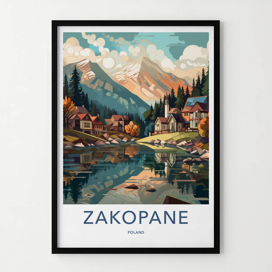 Zakopane Poster - Poland Travel Art - Alpine Village Scene Home Decor