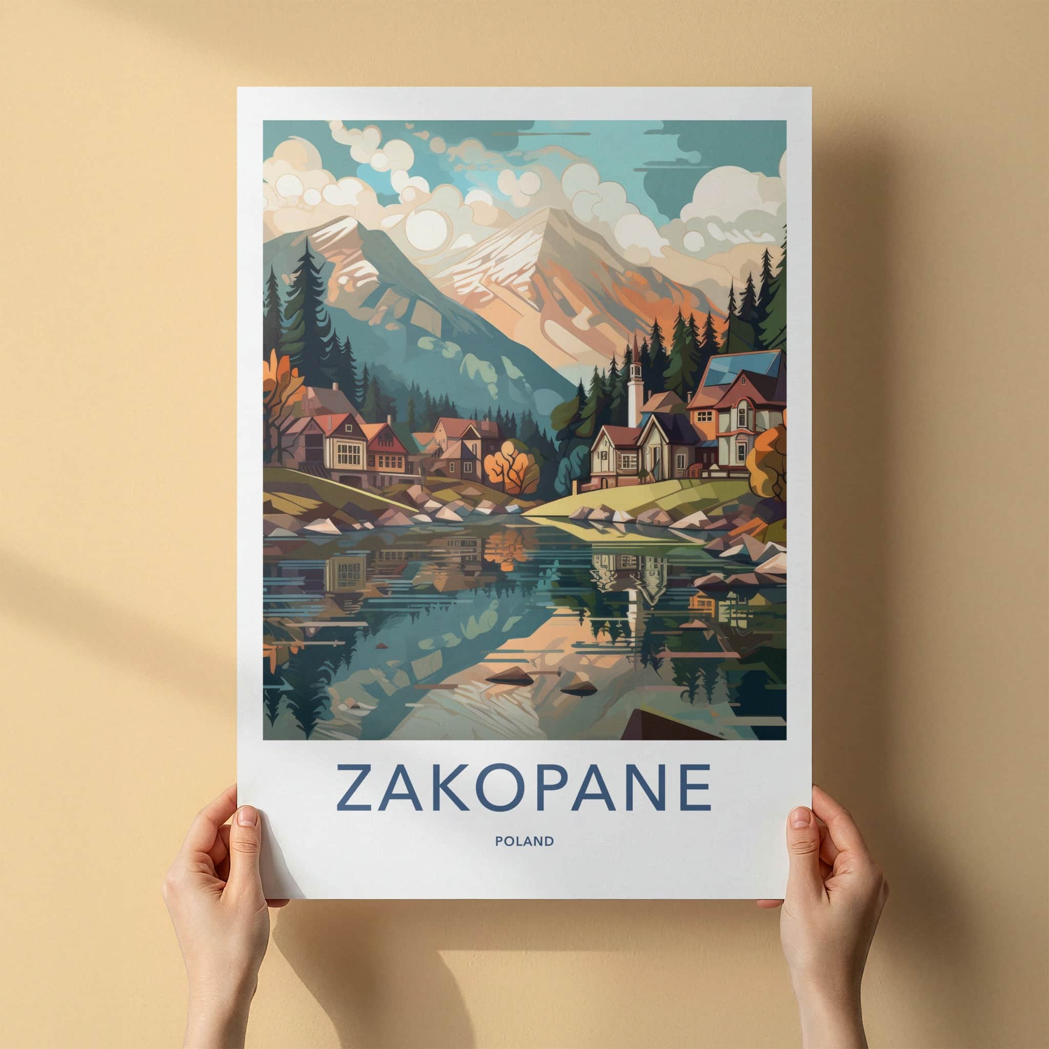 Zakopane Poster - Poland Travel Art - Alpine Village Scene Home Decor