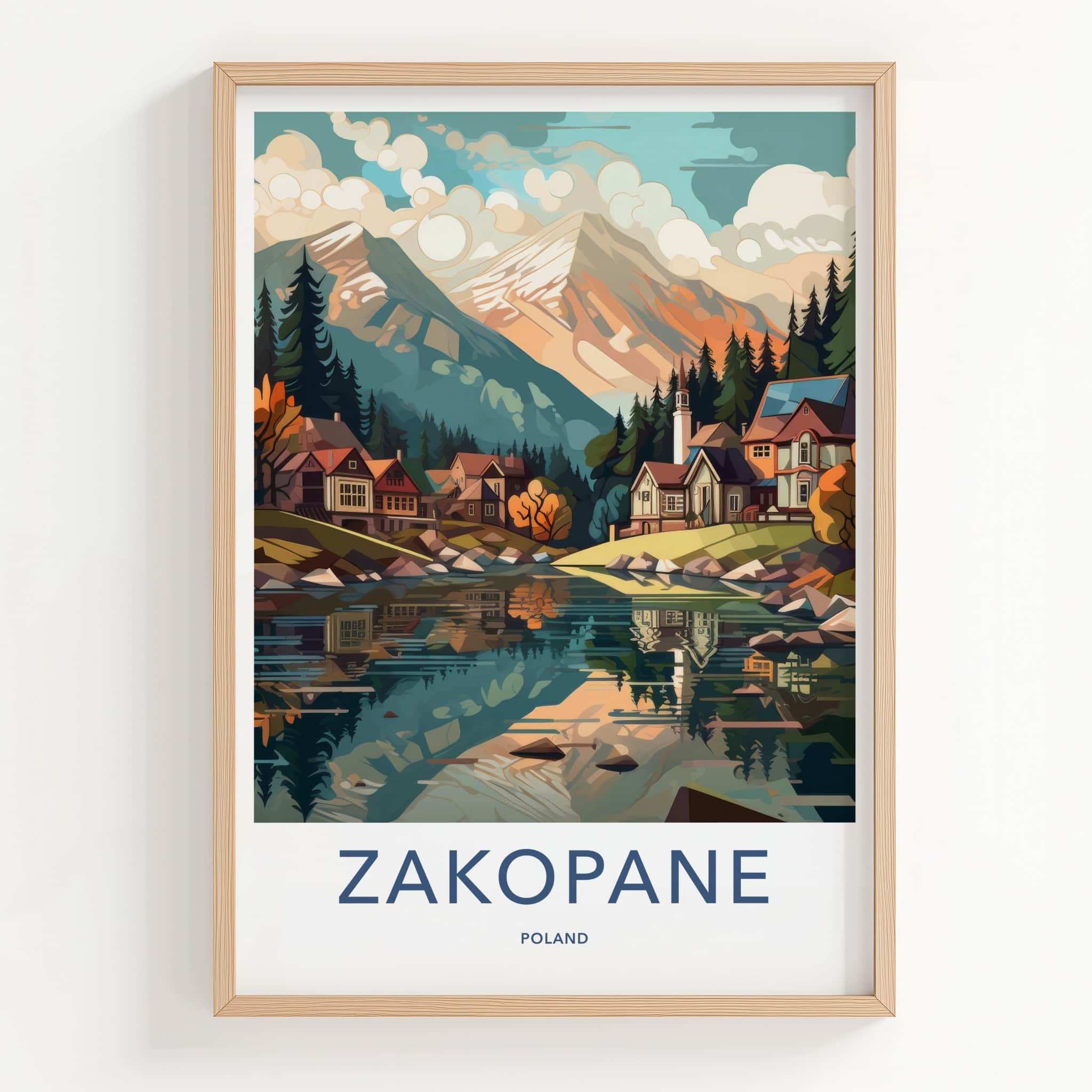 Zakopane Poster - Poland Travel Art - Alpine Village Scene Home Decor
