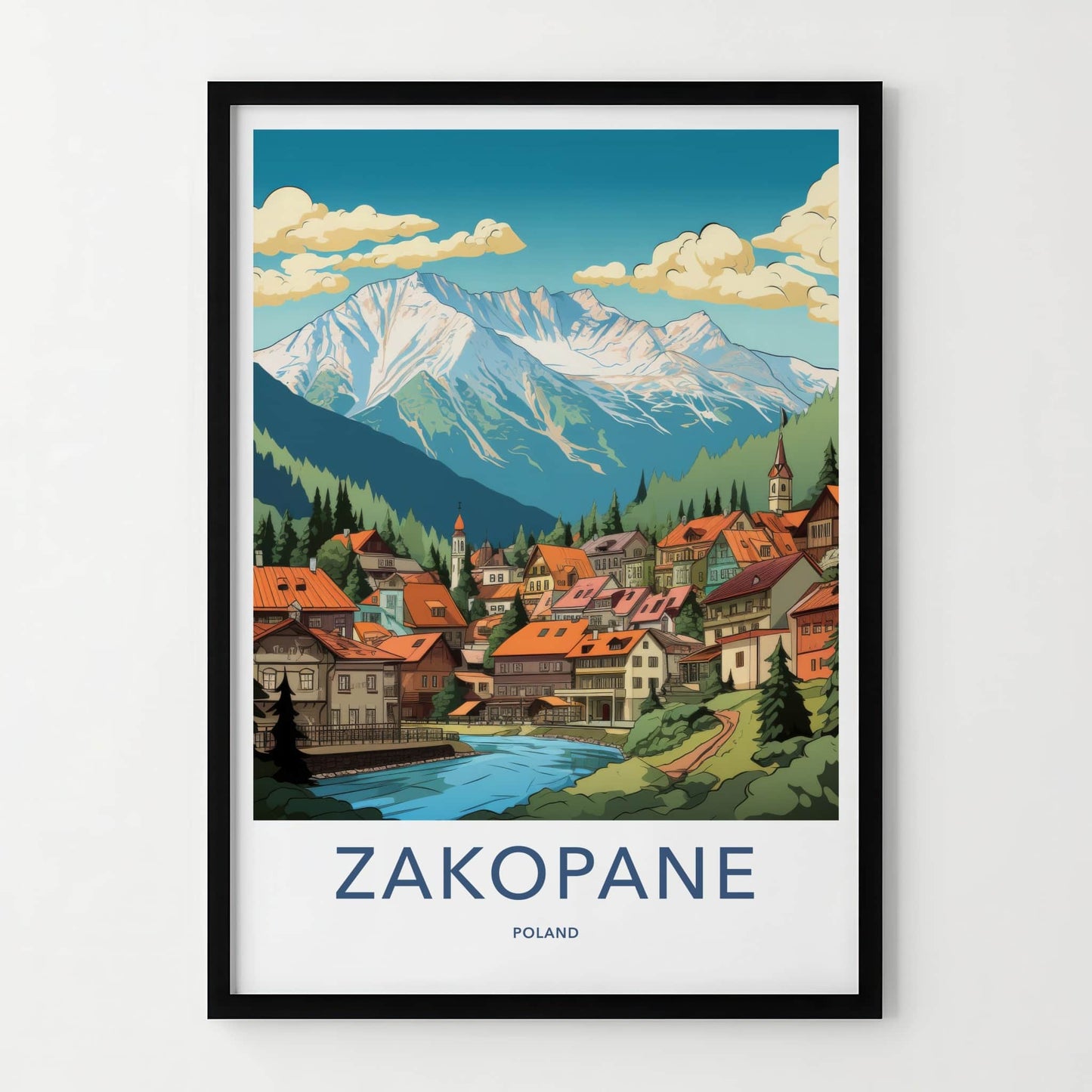 Zakopane Poster - Poland Travel Art - Alpine Village Scene Home Decor