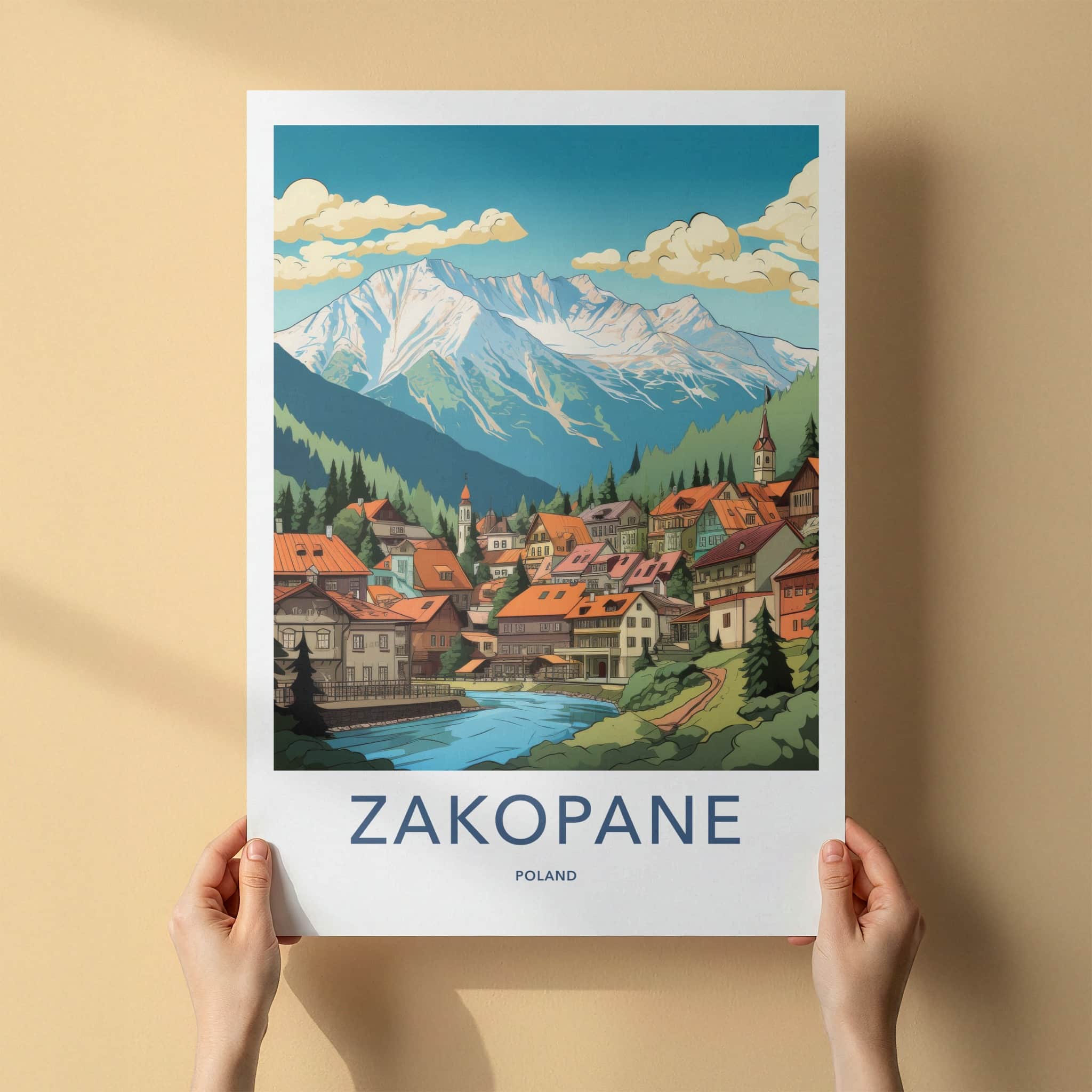 Zakopane Poster - Poland Travel Art - Alpine Village Scene Home Decor
