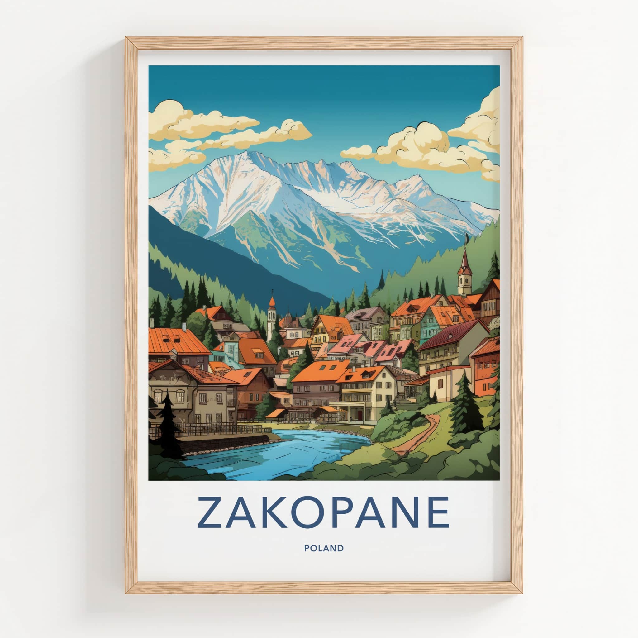 Zakopane Poster - Poland Travel Art - Alpine Village Scene Home Decor