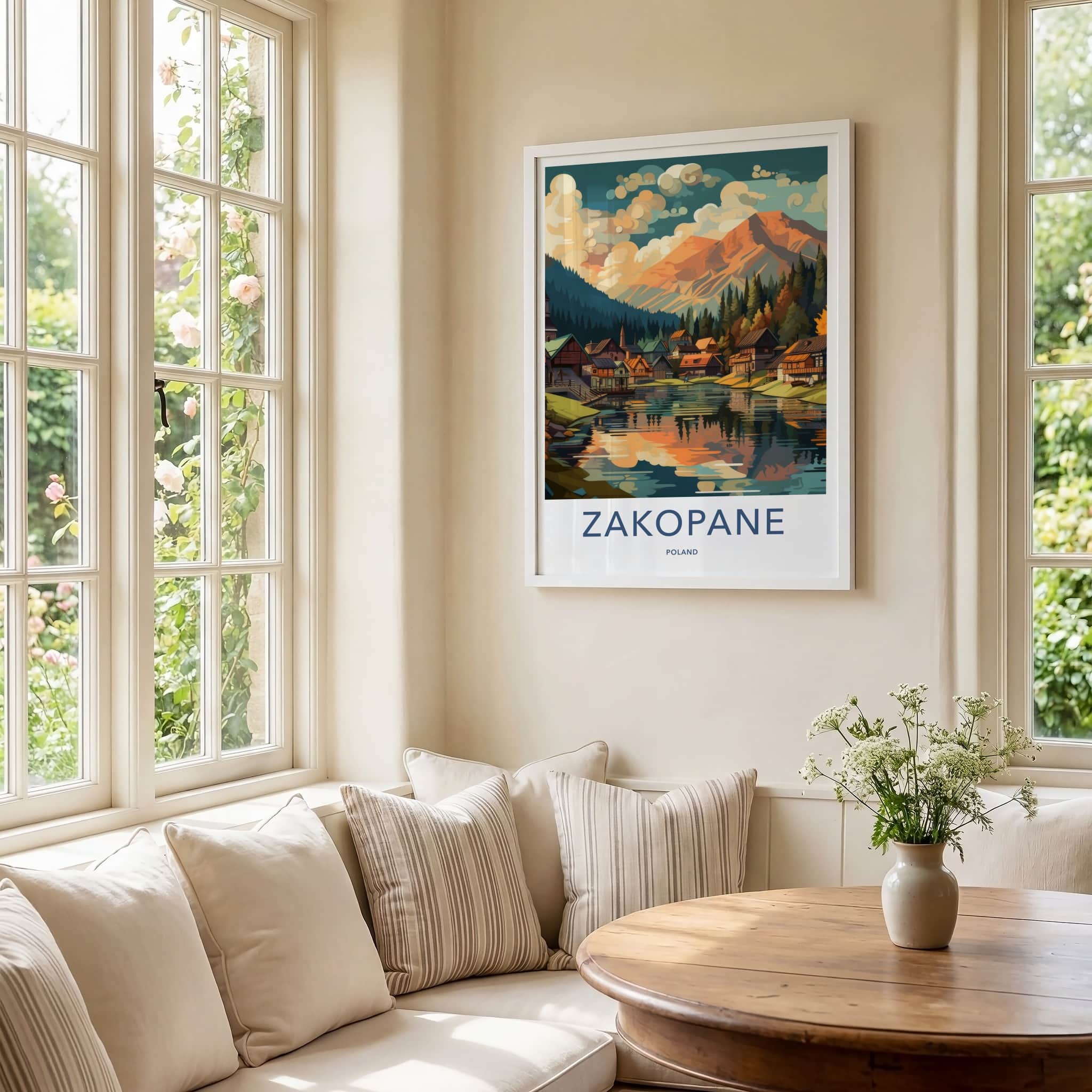 Zakopane Poster - Poland Travel Art - Colorful Alpine Village Home Decor