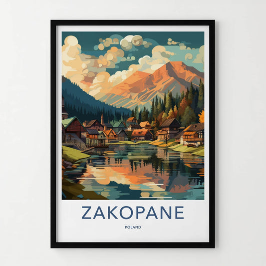 Zakopane Poster - Poland Travel Art - Colorful Alpine Village Home Decor