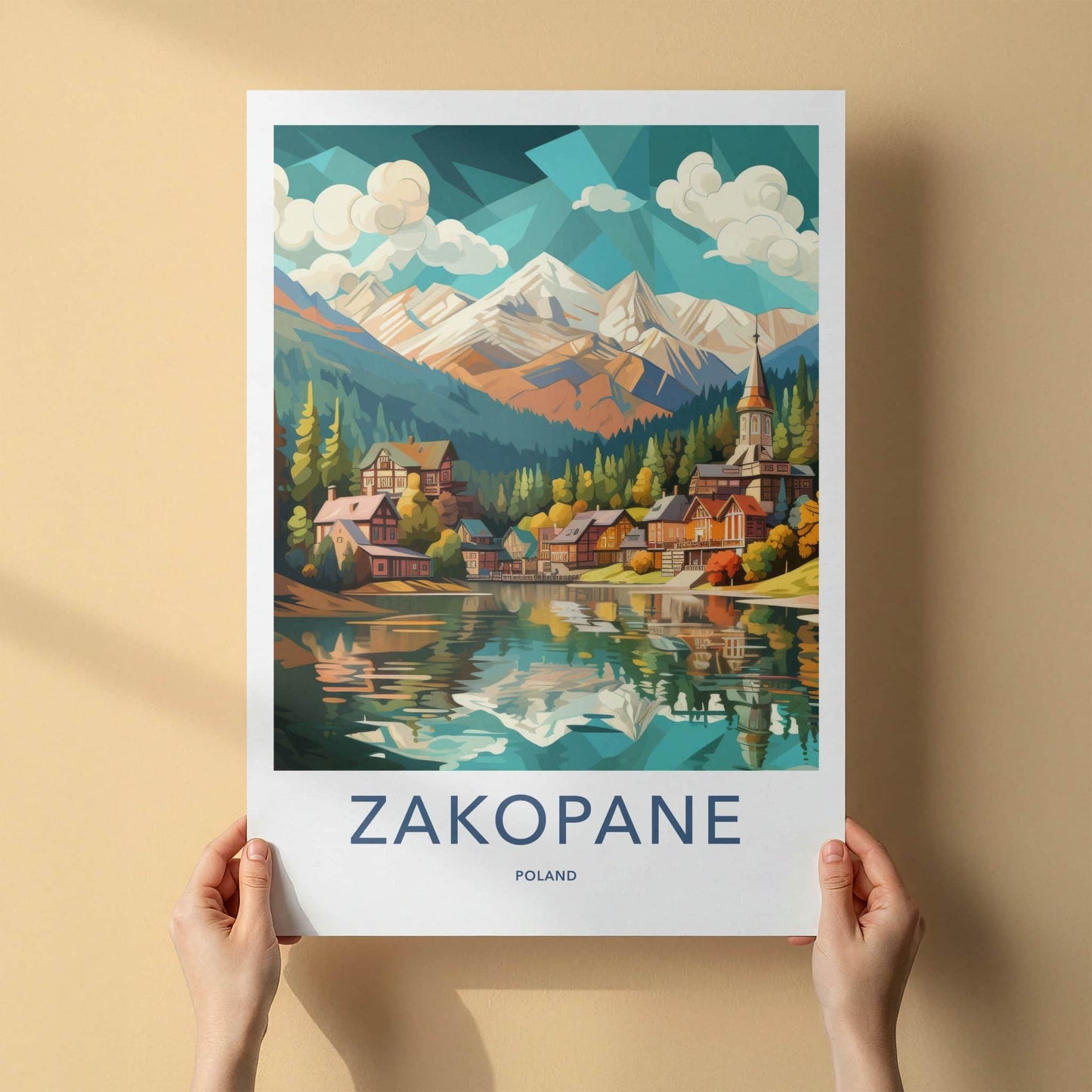 Zakopane Poster - Poland Travel Art - Mountain Lake Village Home Decor