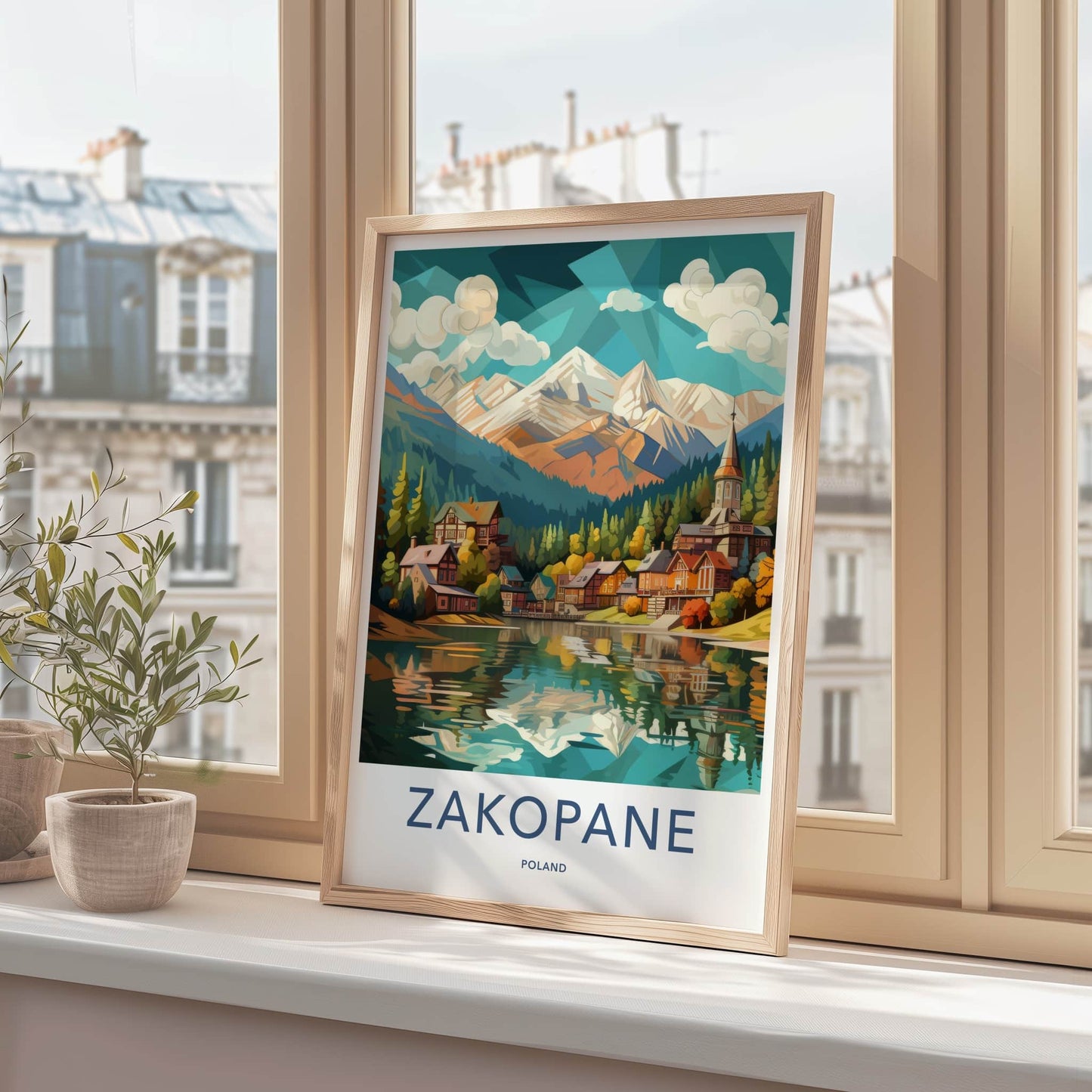 Zakopane Poster - Poland Travel Art - Mountain Lake Village Home Decor