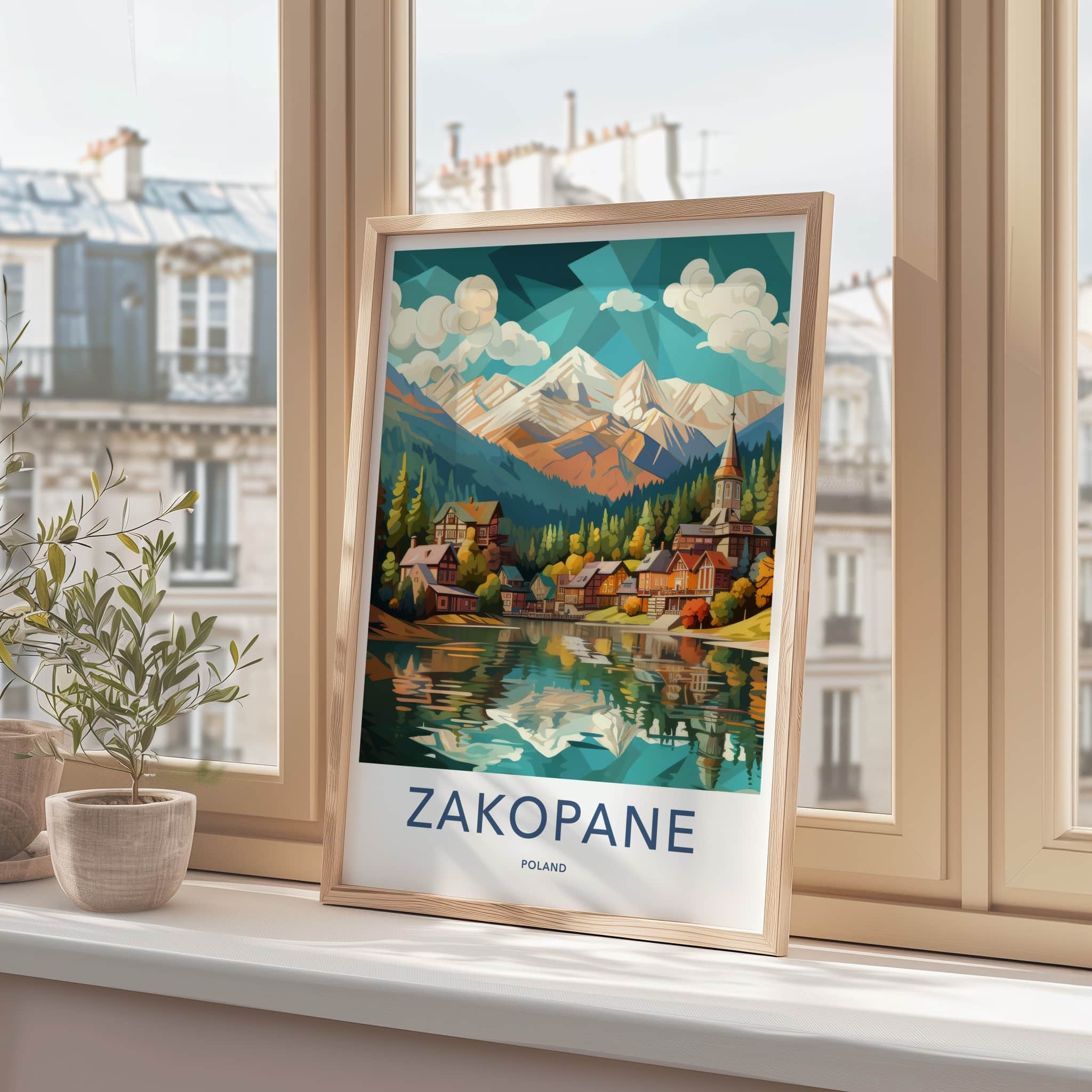 Zakopane Poster - Poland Travel Art - Mountain Lake Village Home Decor