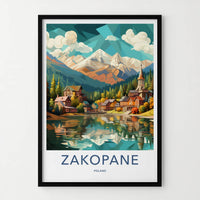 Zakopane Poster - Poland Travel Art - Mountain Lake Village Home Decor