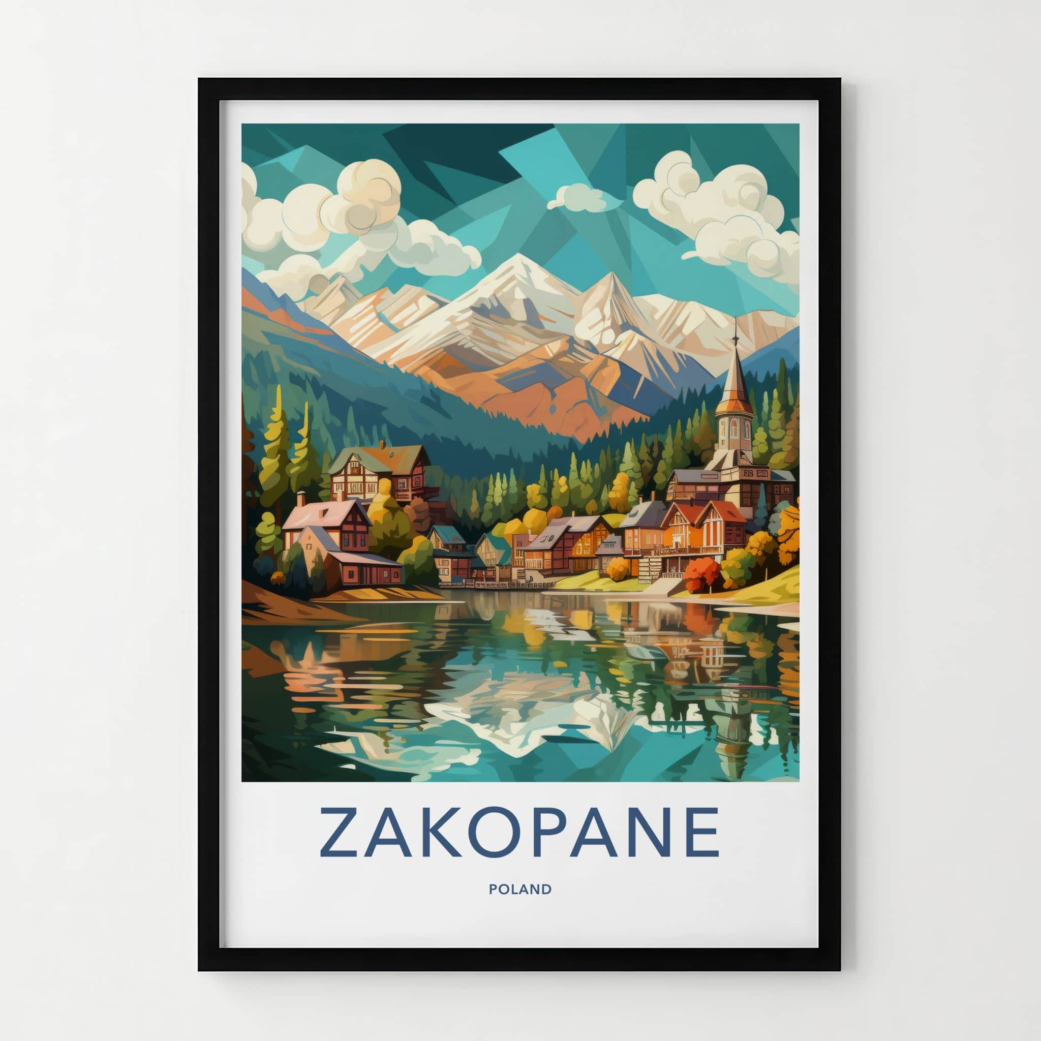 Zakopane Poster - Poland Travel Art - Mountain Lake Village Home Decor