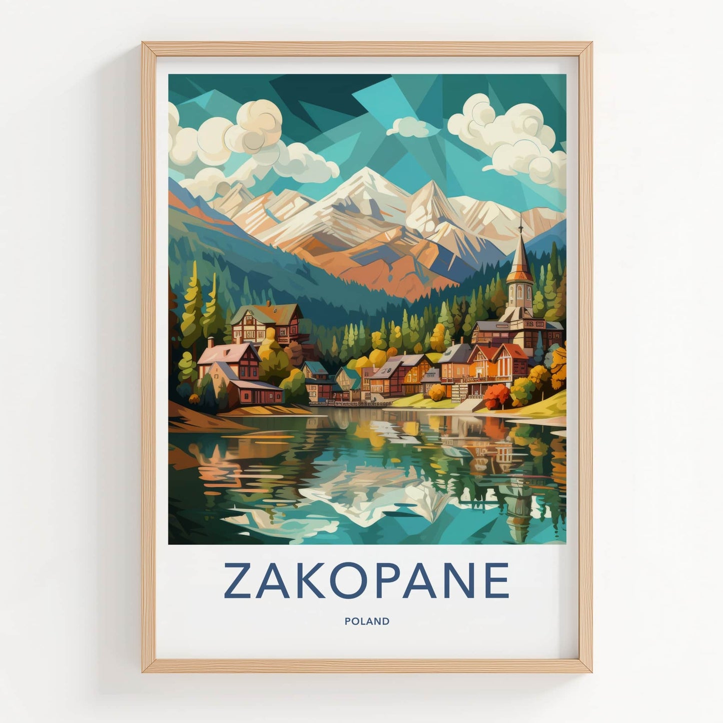 Zakopane Poster - Poland Travel Art - Mountain Lake Village Home Decor