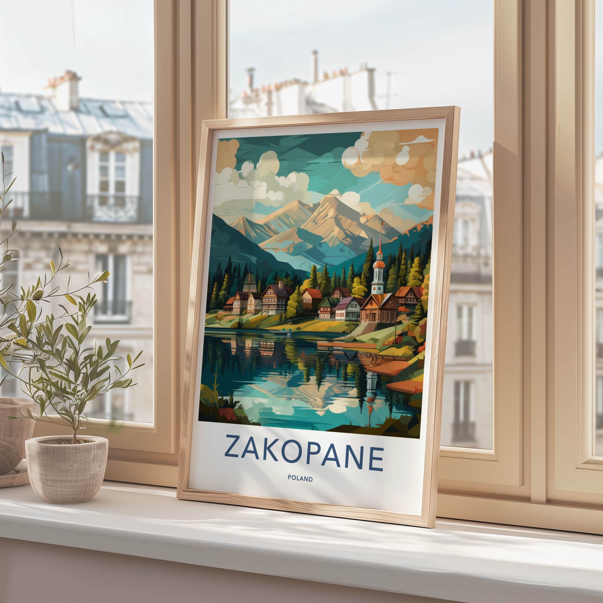 Zakopane Poster - Poland Travel Art - Mountain Lake Village Home Decor