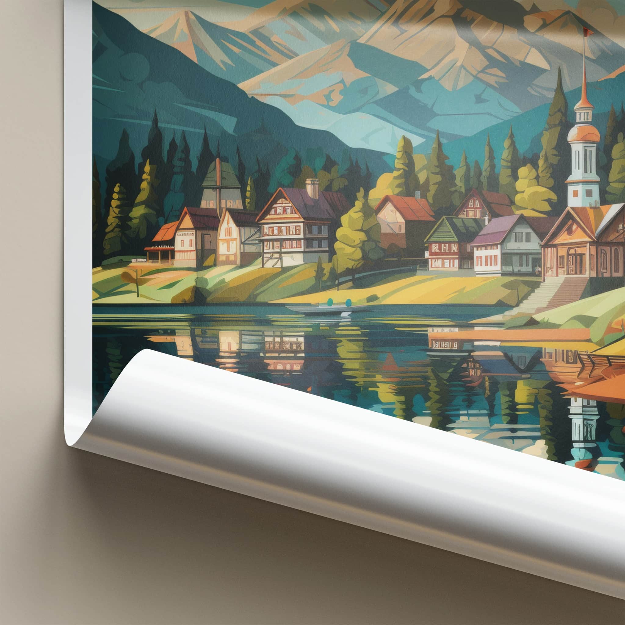 Zakopane Poster - Poland Travel Art - Mountain Lake Village Home Decor