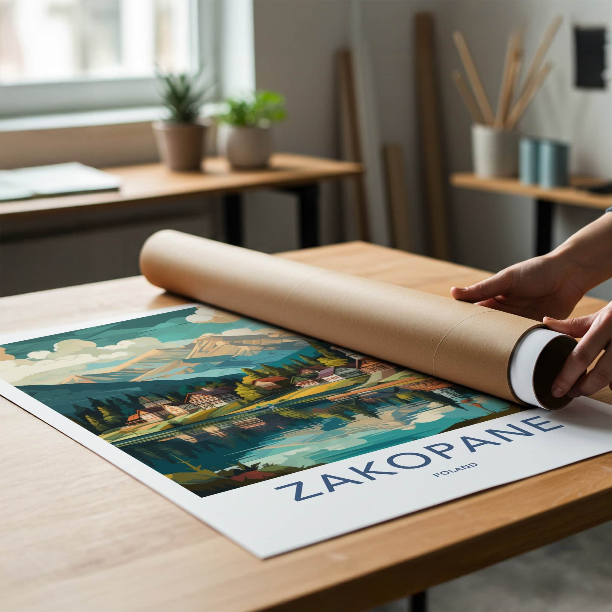 Zakopane Poster - Poland Travel Art - Mountain Lake Village Home Decor