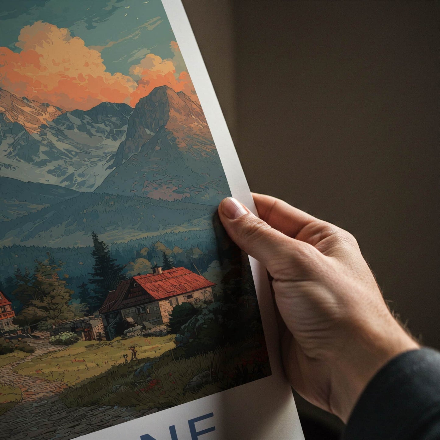 Zakopane Poster - Poland Travel Art - Mountain Village Sunset Wall Decor