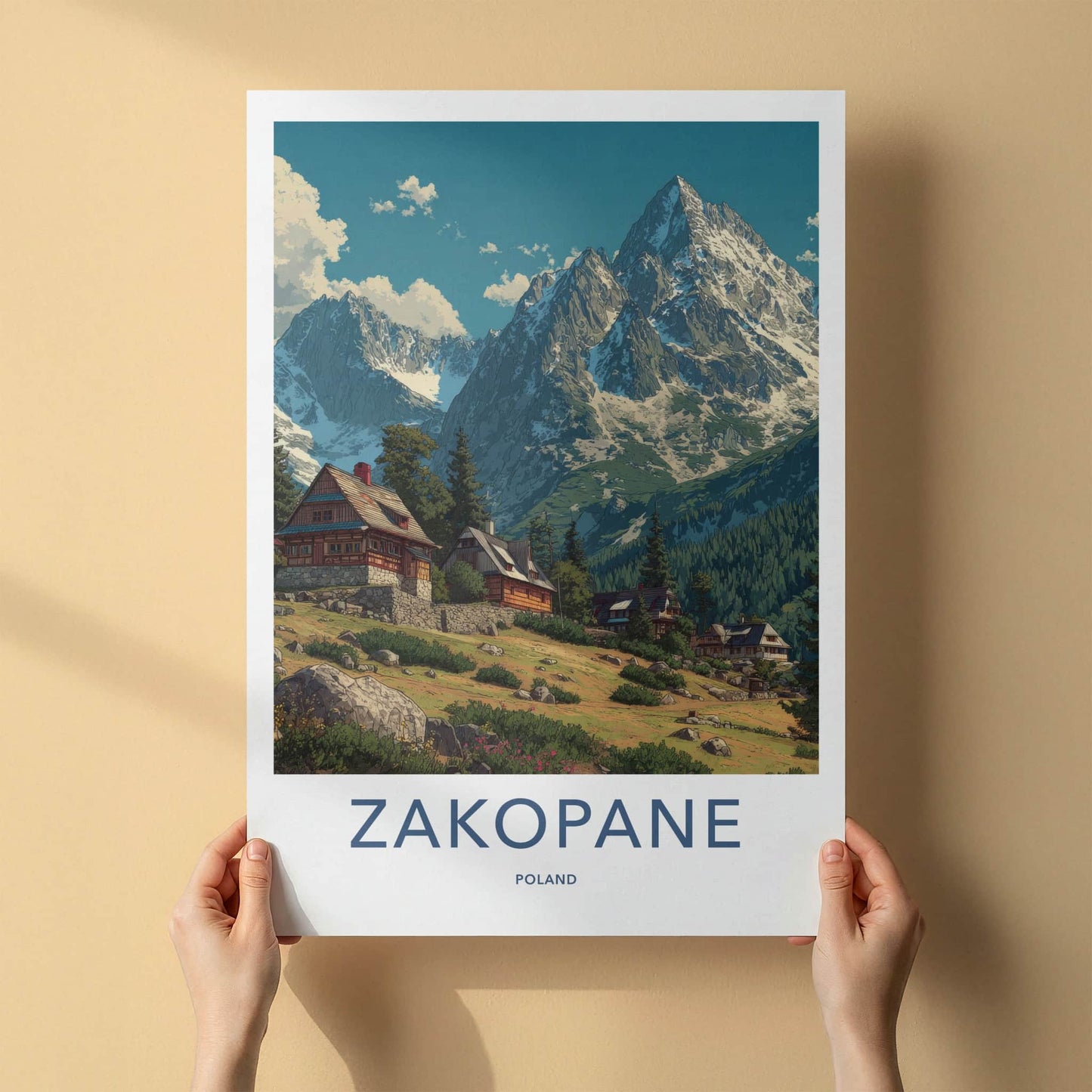 Zakopane Poster - Poland Travel Art - Mountain Village View Home Decor