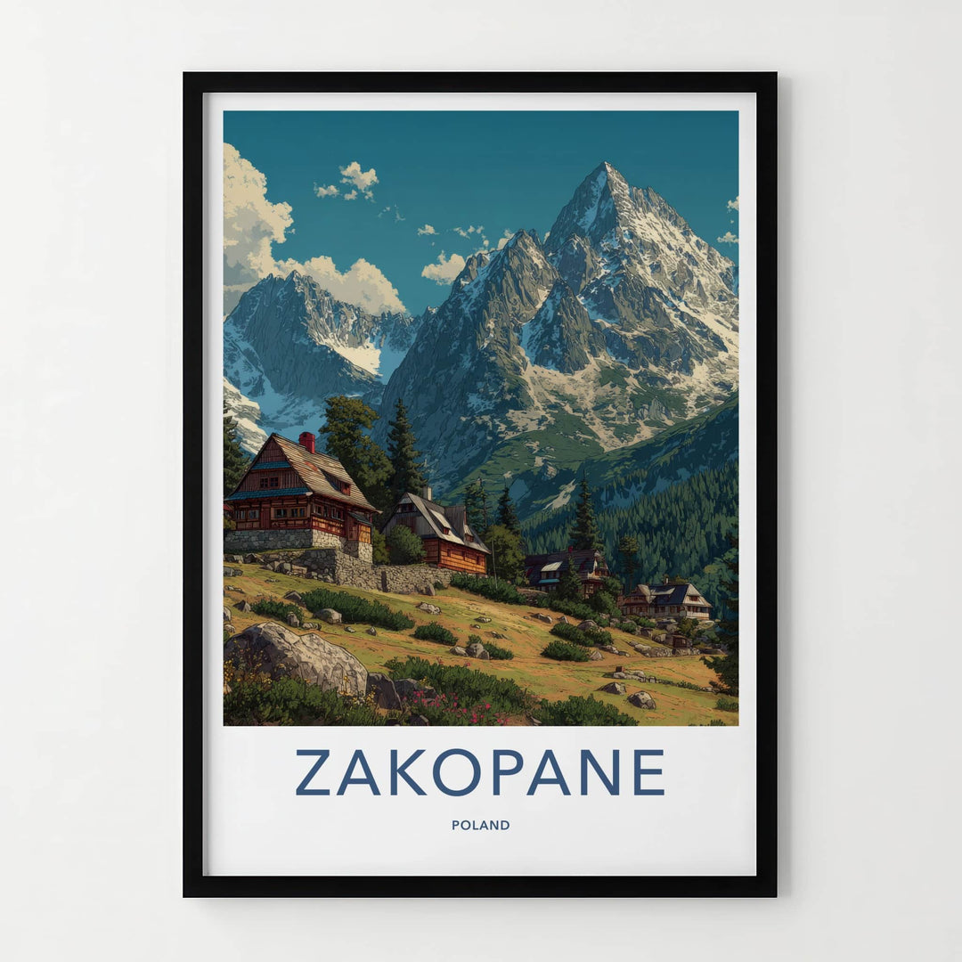 Zakopane Poster - Poland Travel Art - Mountain Village View Home Decor