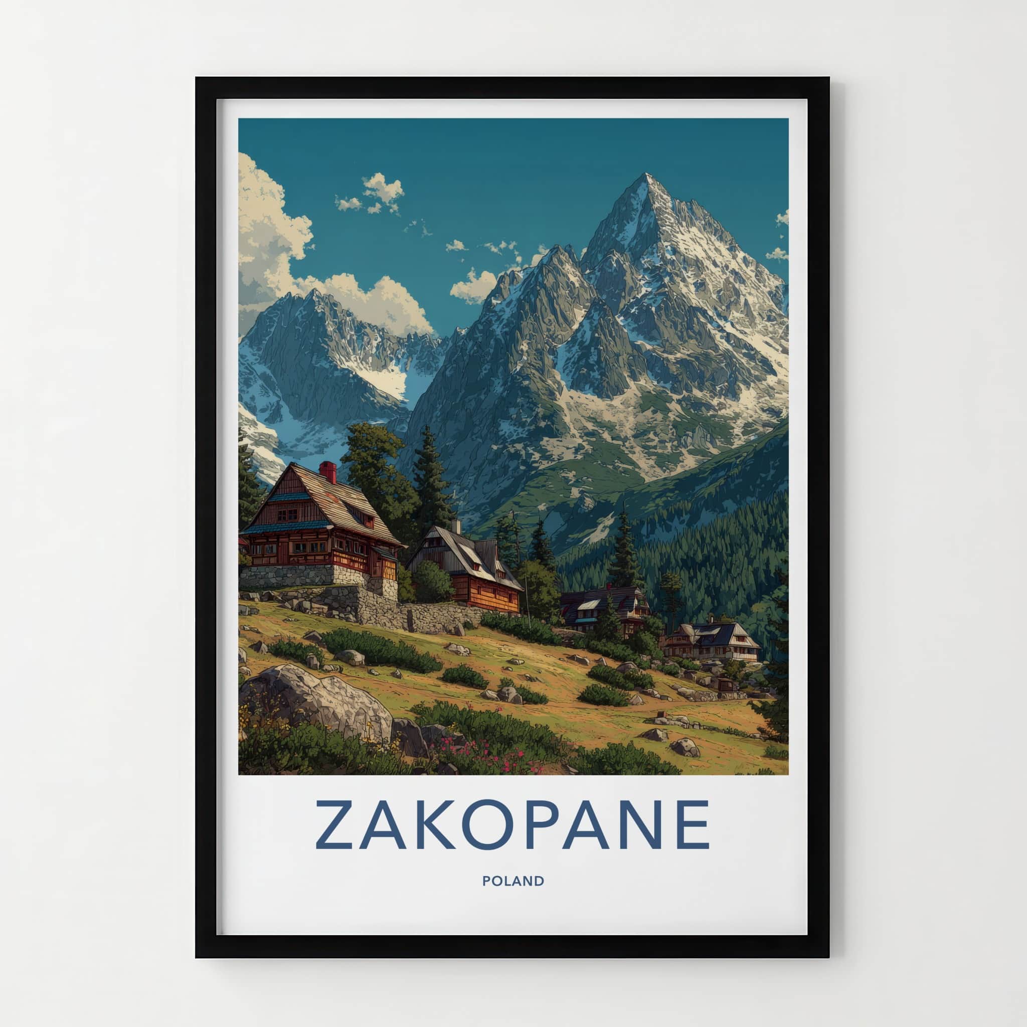Zakopane Poster - Poland Travel Art - Mountain Village View Home Decor