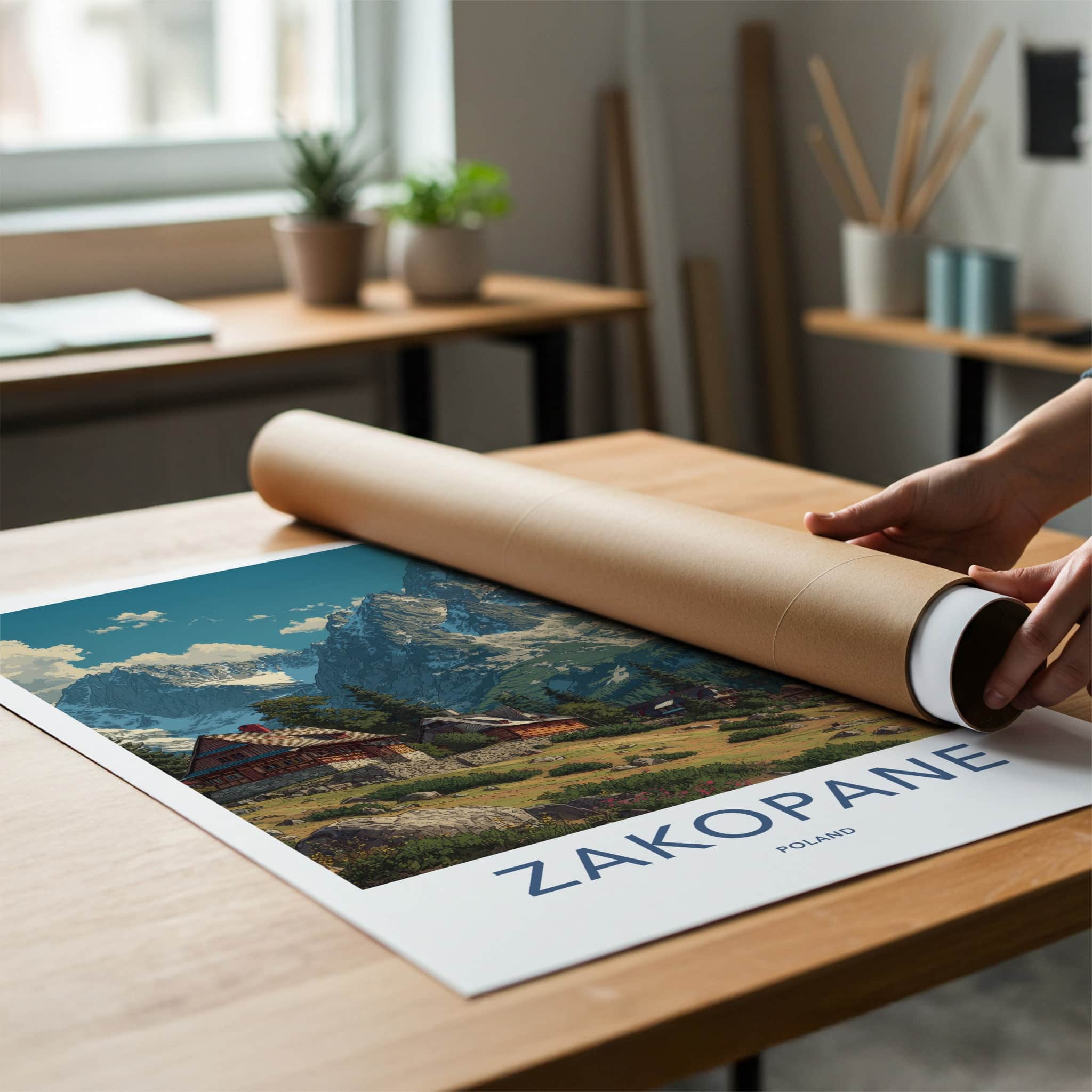 Zakopane Poster - Poland Travel Art - Mountain Village View Home Decor