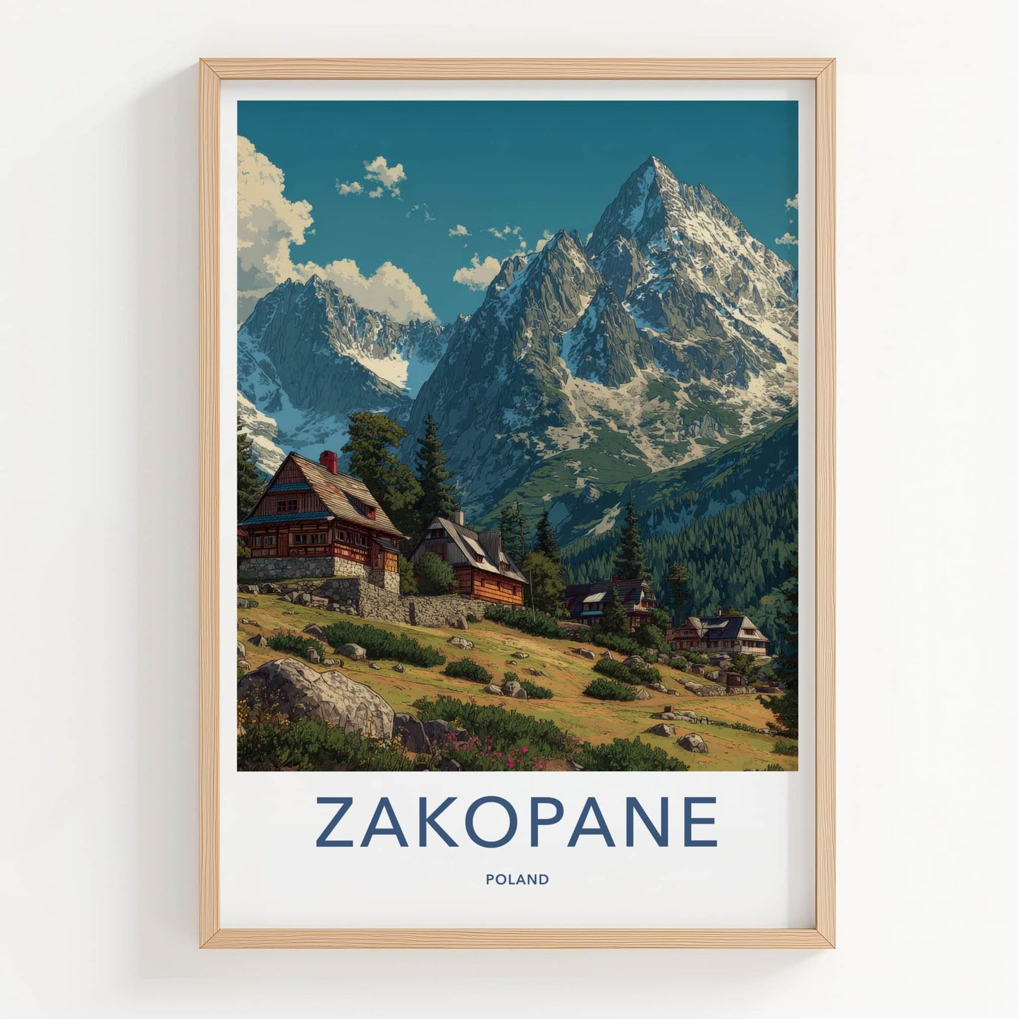 Zakopane Poster - Poland Travel Art - Mountain Village View Home Decor