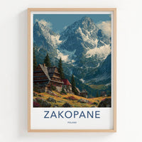 Zakopane Poster - Poland Travel Art - Snowy Peaks Village Home Decor