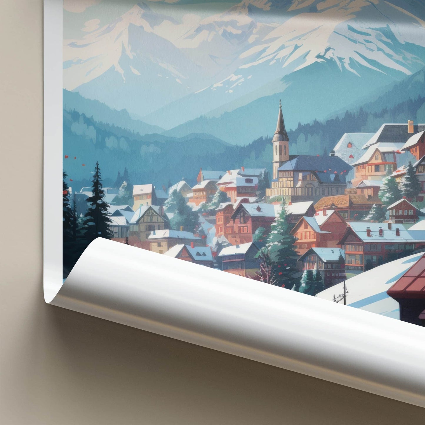 Zakopane Poster - Poland Travel Art - Winter Mountain Village Home Decor