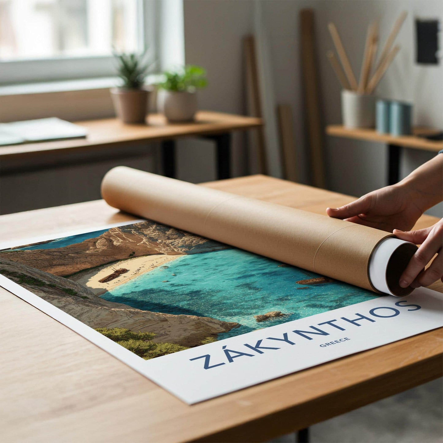 Zakynthos Poster - Greece Travel Art - Navagio Shipwreck Beach Wall Decor