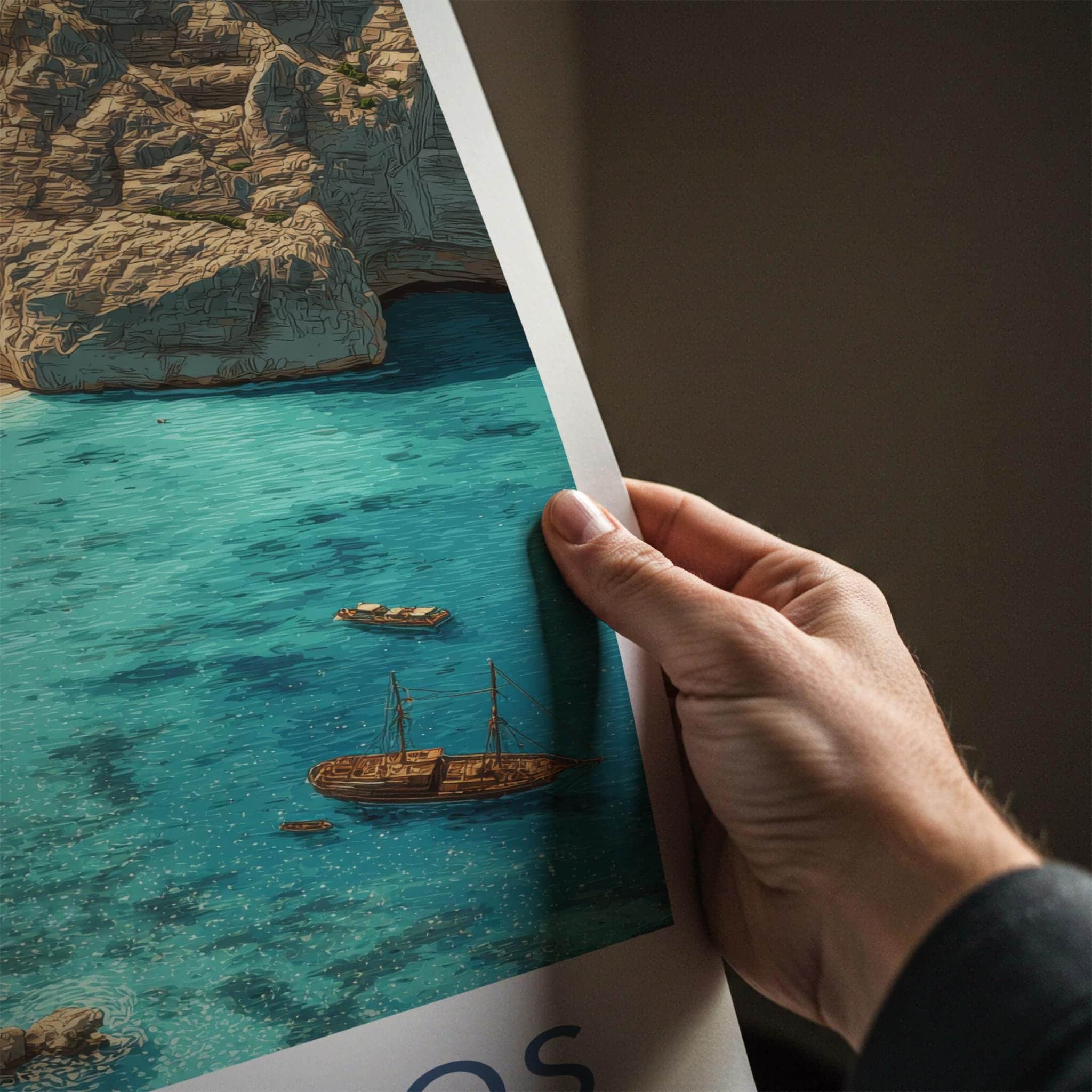 Zakynthos Poster - Greece Travel Art - Navagio Shipwreck Beach Wall Decor