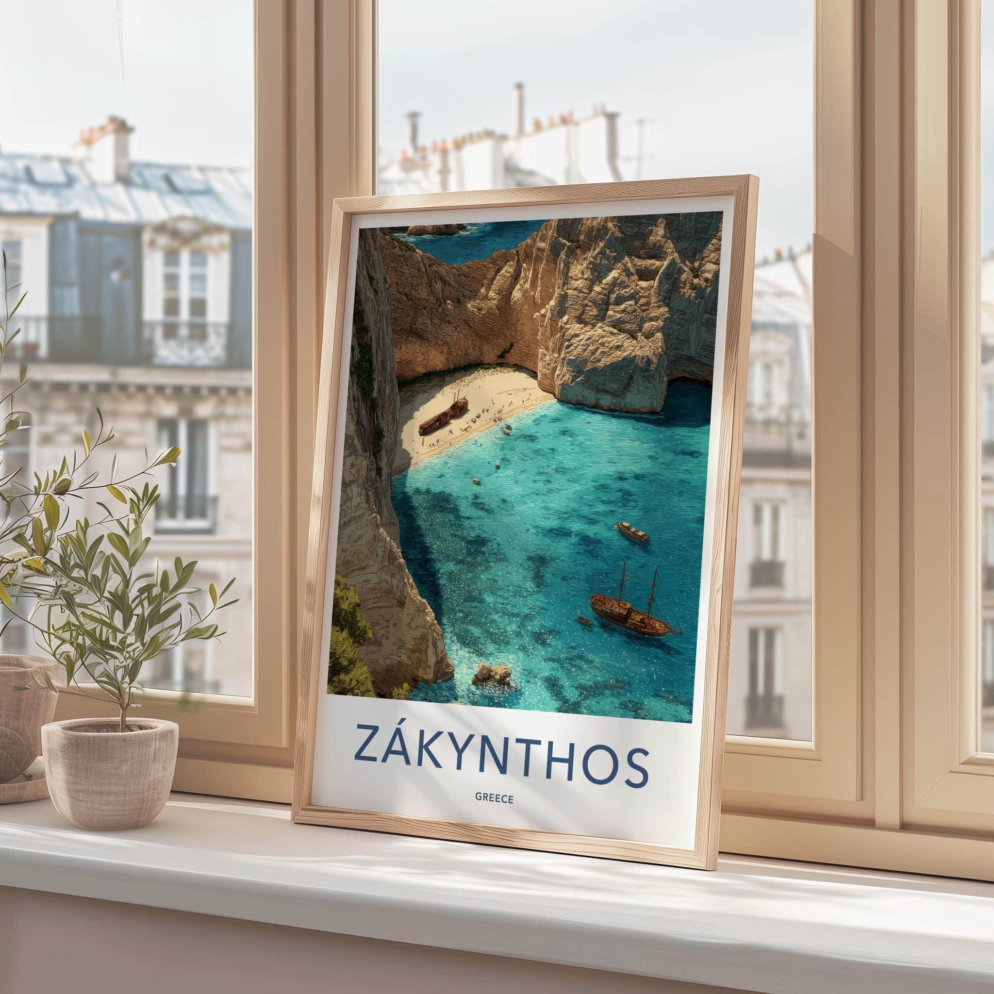 Zakynthos Poster - Greece Travel Art - Navagio Shipwreck Beach Wall Decor