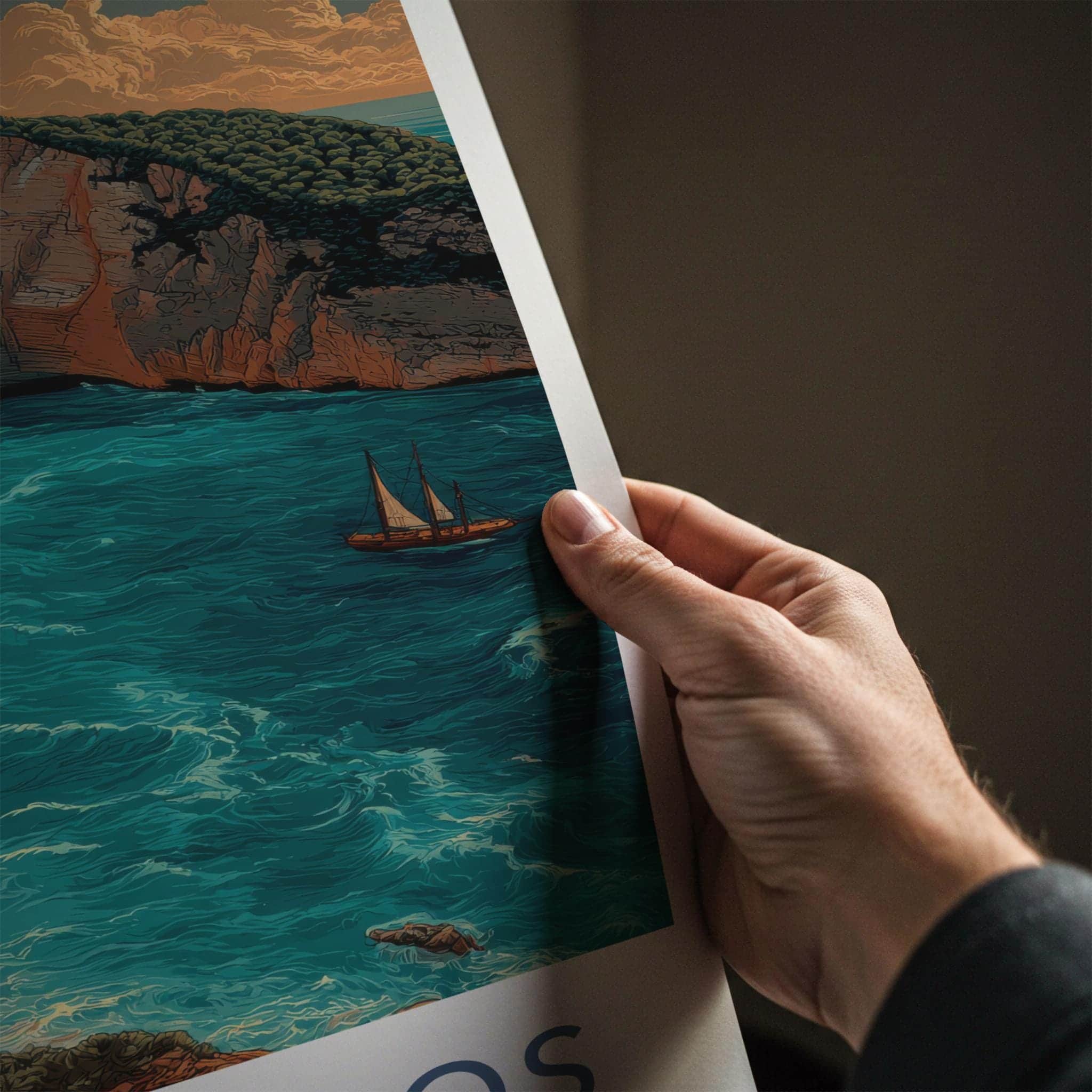 Zakynthos Poster - Greece Travel Art - Shipwreck Beach Cove Home Decor