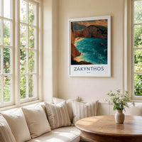 Zakynthos Poster - Greece Travel Art - Shipwreck Beach Cove Home Decor