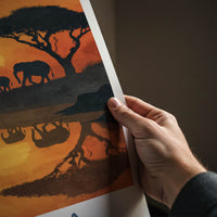 Zambia Poster - Africa Framed Art - Sunset Elephants River Gallery Art