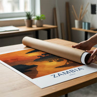 Zambia Poster - Africa Framed Art - Sunset Elephants River Gallery Art
