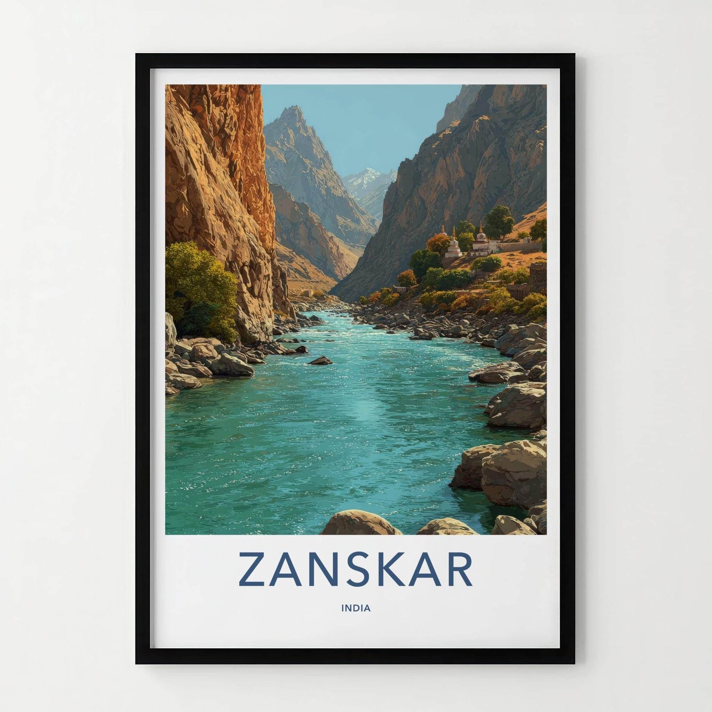 Zanskar Poster - India Travel Print - Ladakh Canyon River Lounge Decor