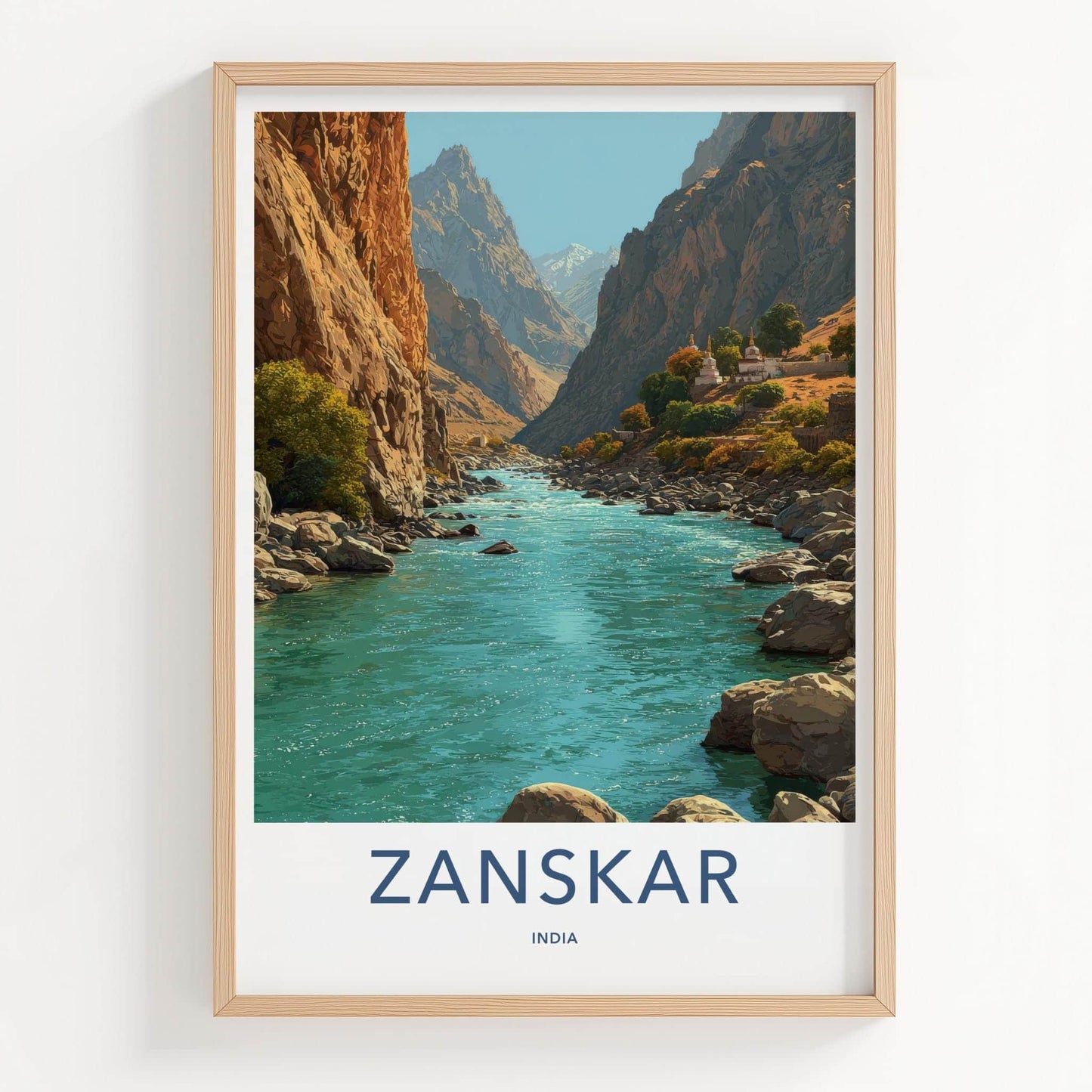 Zanskar Poster - India Travel Print - Ladakh Canyon River Lounge Decor
