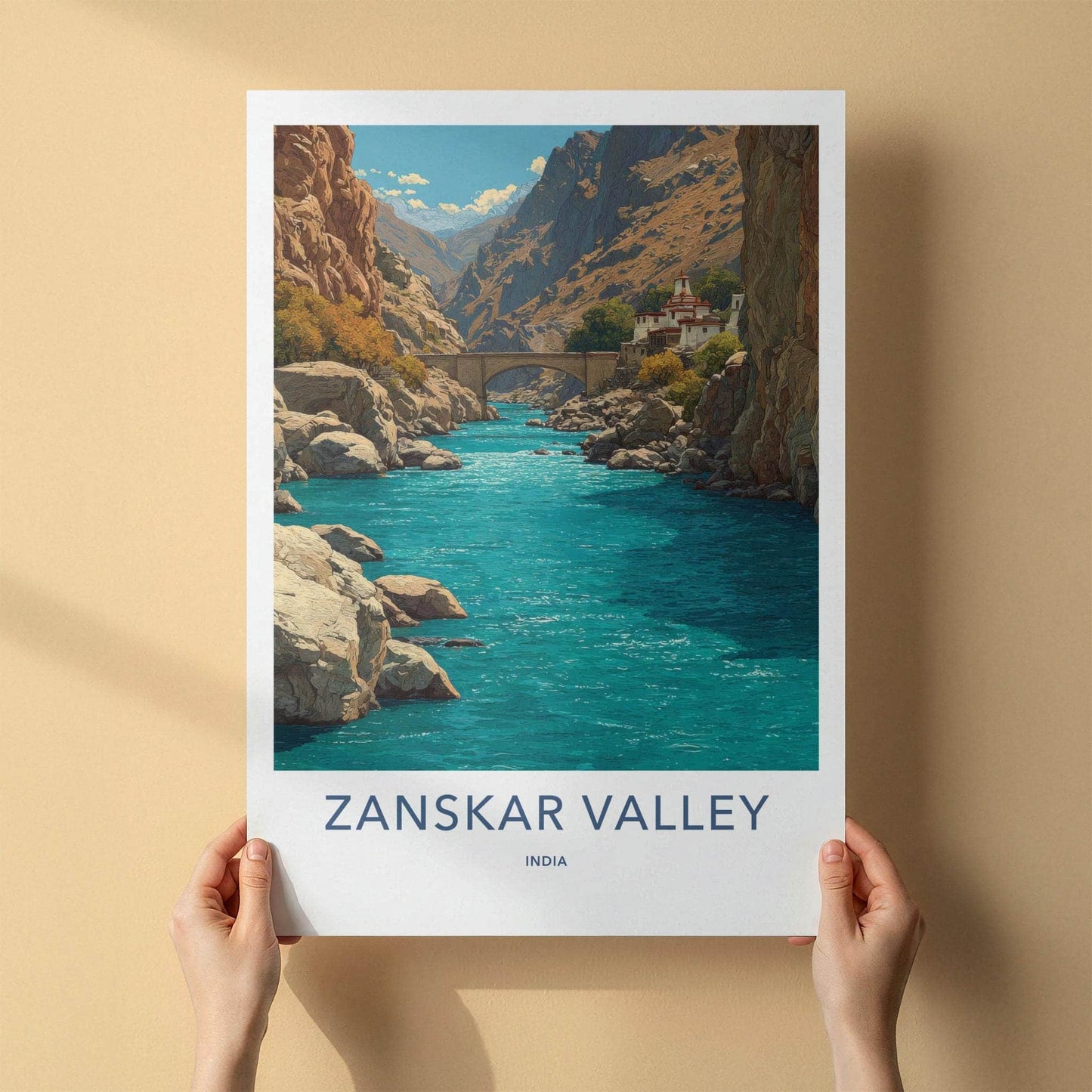 Zanskar Valley Poster - India Art Print - Ladakh Blue River Canyon Home Decor