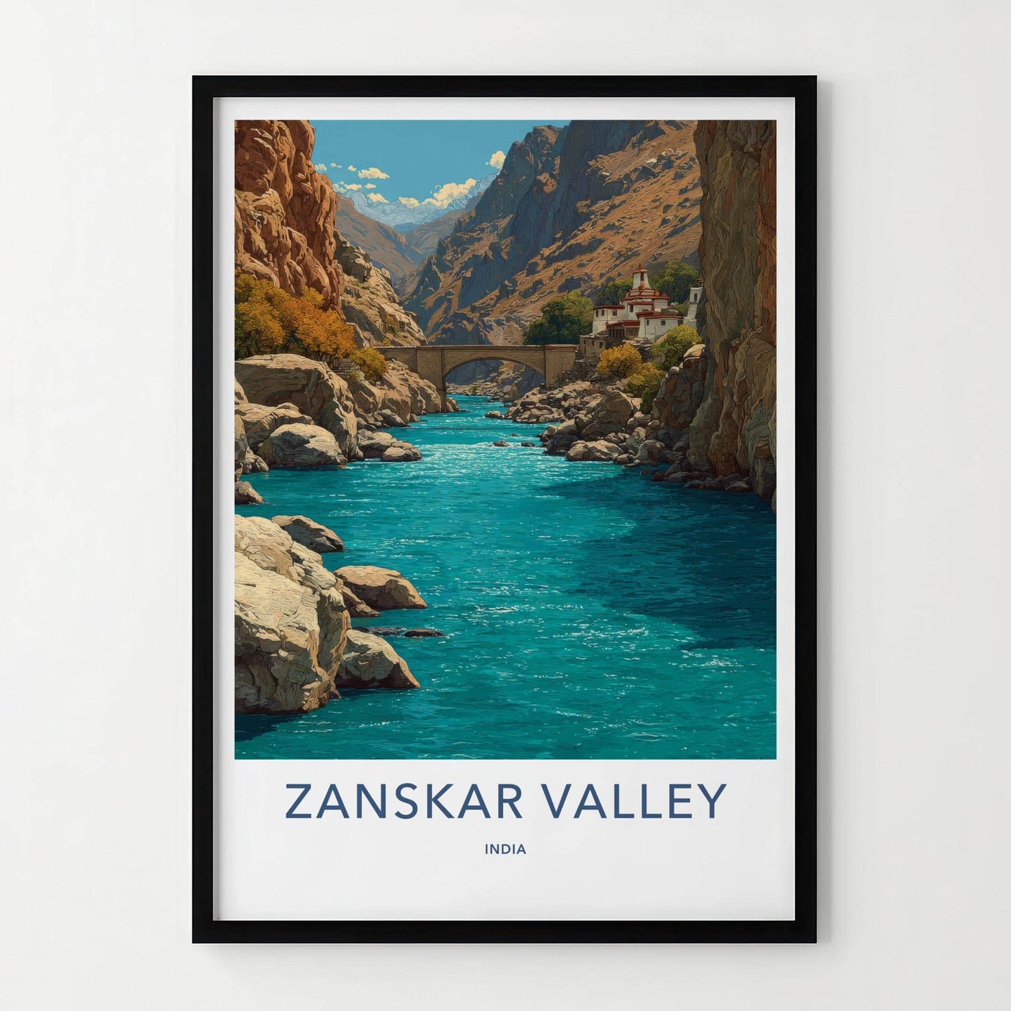 Zanskar Valley Poster - India Art Print - Ladakh Blue River Canyon Home Decor
