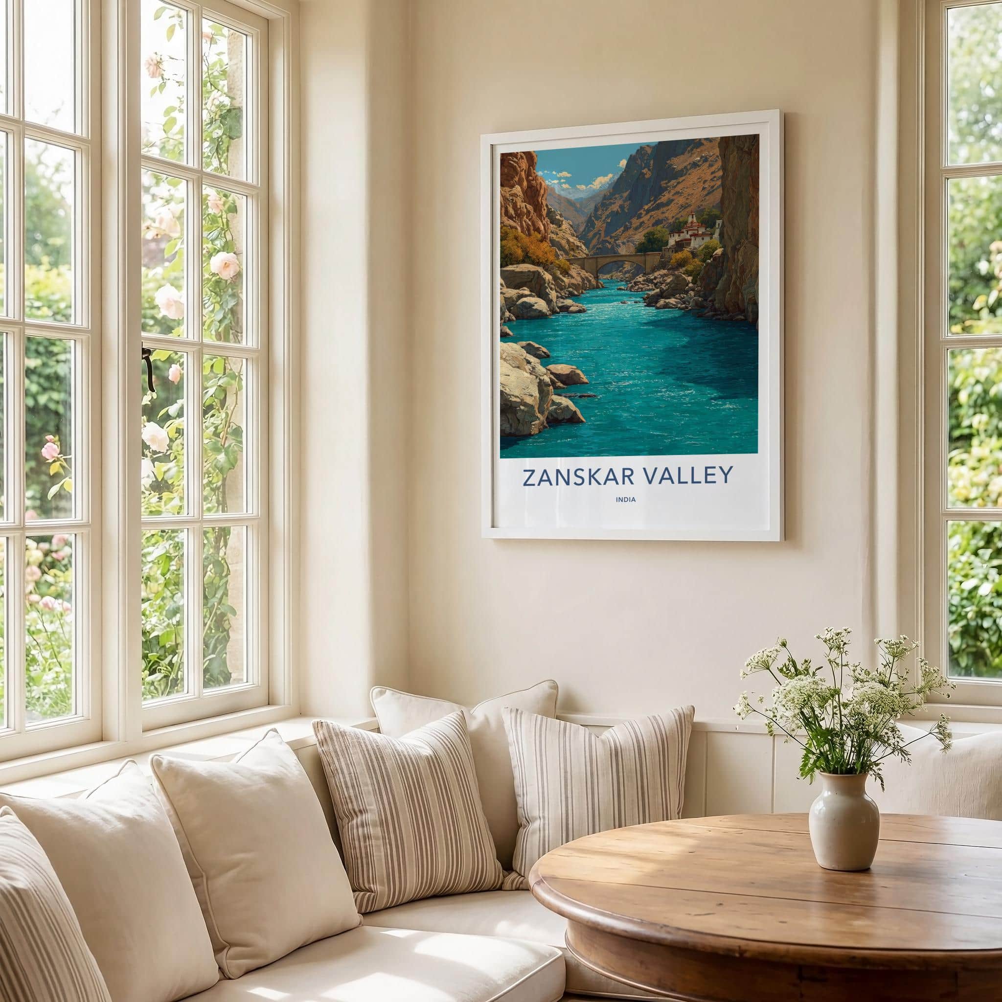 Zanskar Valley Poster - India Art Print - Ladakh Blue River Canyon Home Decor