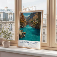 Zanskar Valley Poster - India Art Print - Ladakh Blue River Canyon Home Decor