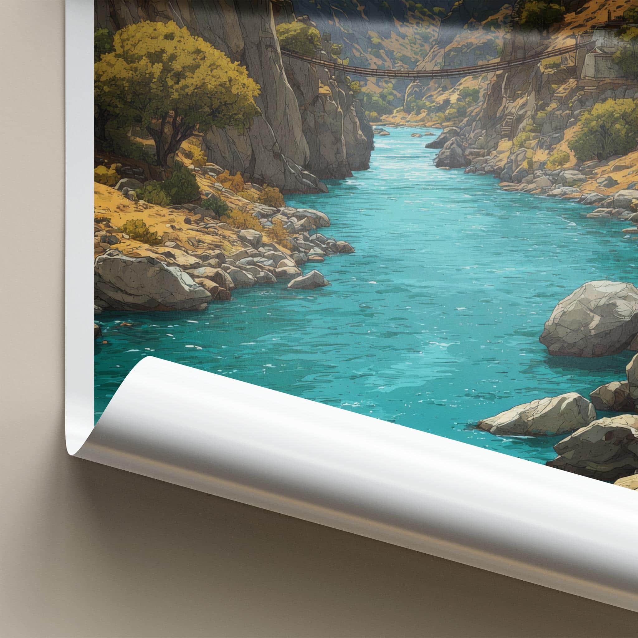 Zanskar Valley Poster - India Travel Art - Ladakh Turquoise River Canyon Wall Decor