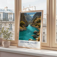 Zanskar Valley Poster - India Travel Art - Ladakh Turquoise River Canyon Wall Decor