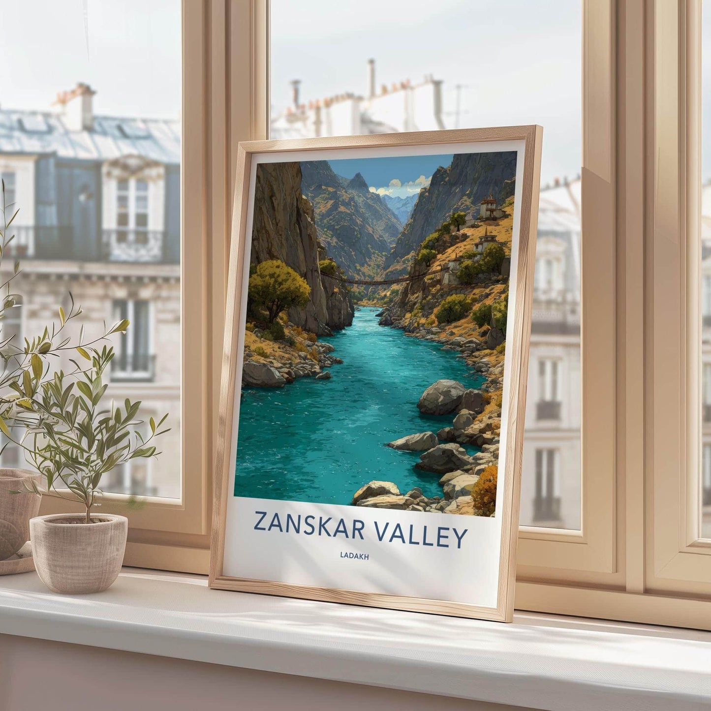Zanskar Valley Poster - India Travel Art - Ladakh Turquoise River Canyon Wall Decor