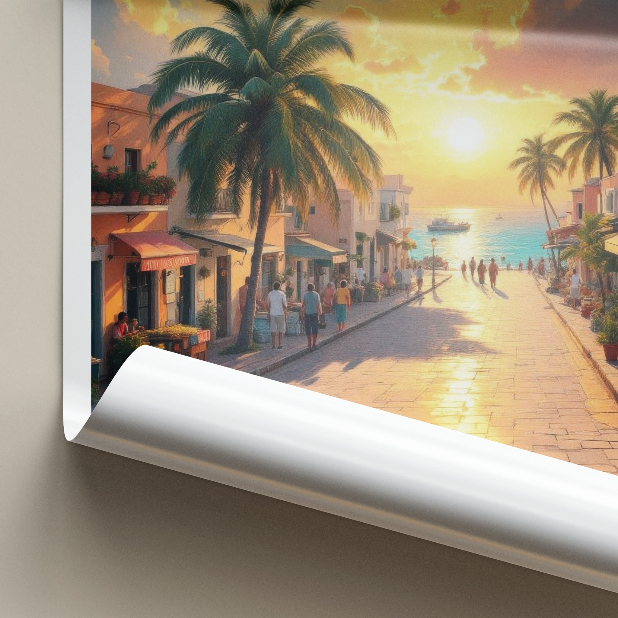 Zanzibar Poster - Tanzania Travel Art - Sunset Coastal Town Home Decor