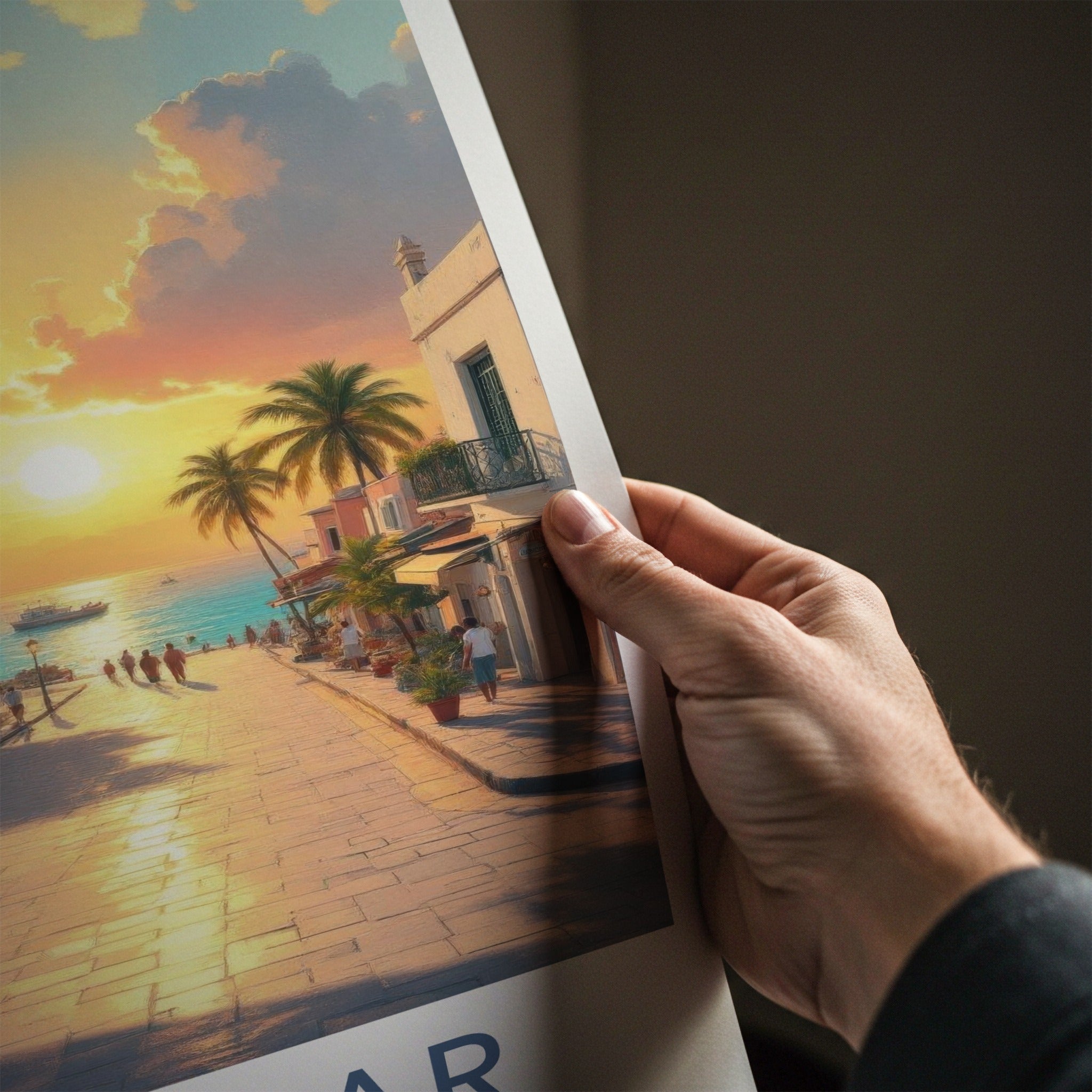 Zanzibar Poster - Tanzania Travel Art - Sunset Coastal Town Home Decor