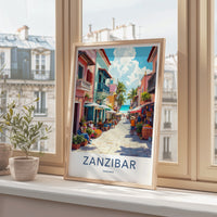 Zanzibar Poster - Tanzania Travel Print - Vibrant Island Marketplace Home Decor