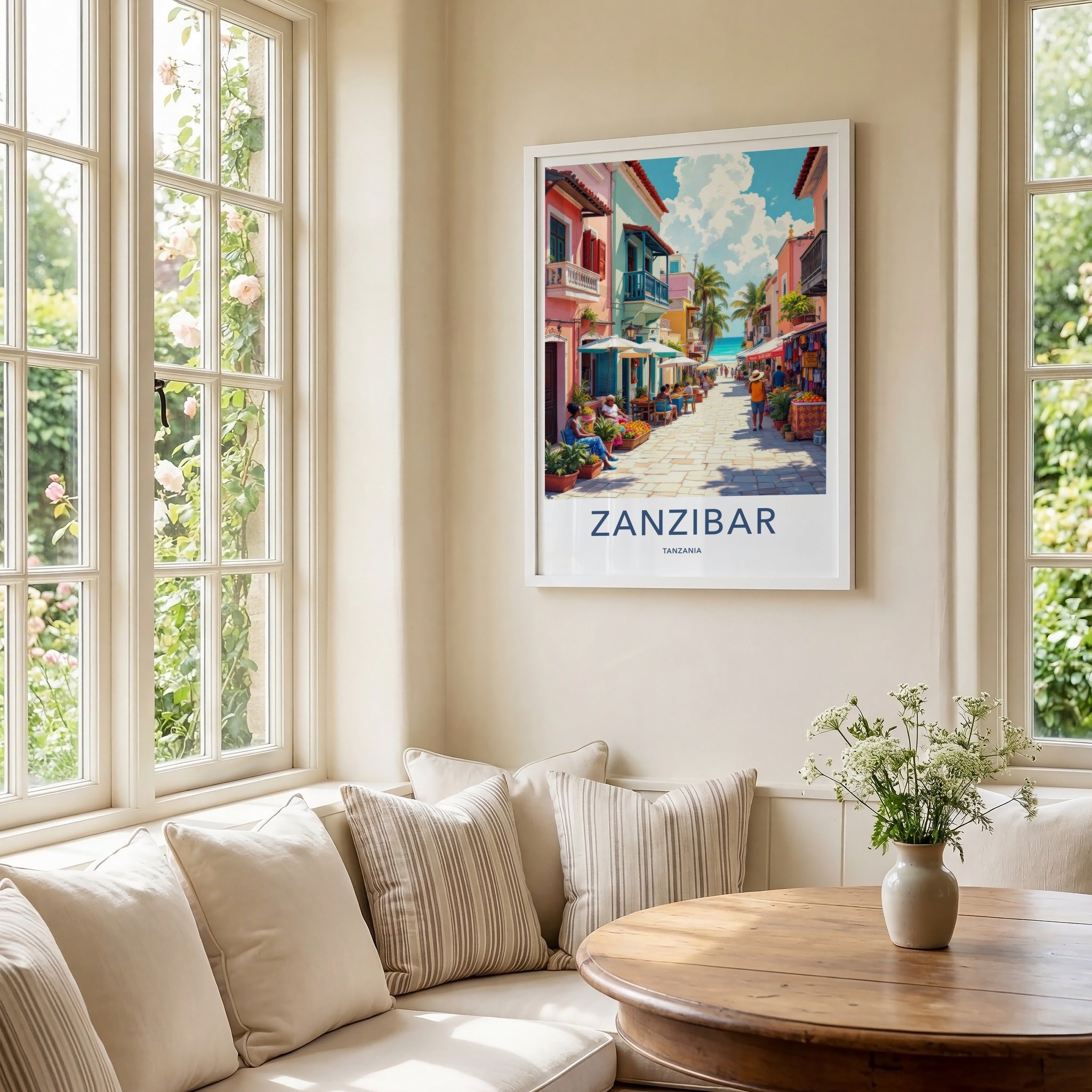 Zanzibar Poster - Tanzania Travel Print - Vibrant Island Marketplace Home Decor
