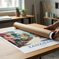 Zanzibar Poster - Tanzania Travel Print - Vibrant Island Marketplace Home Decor