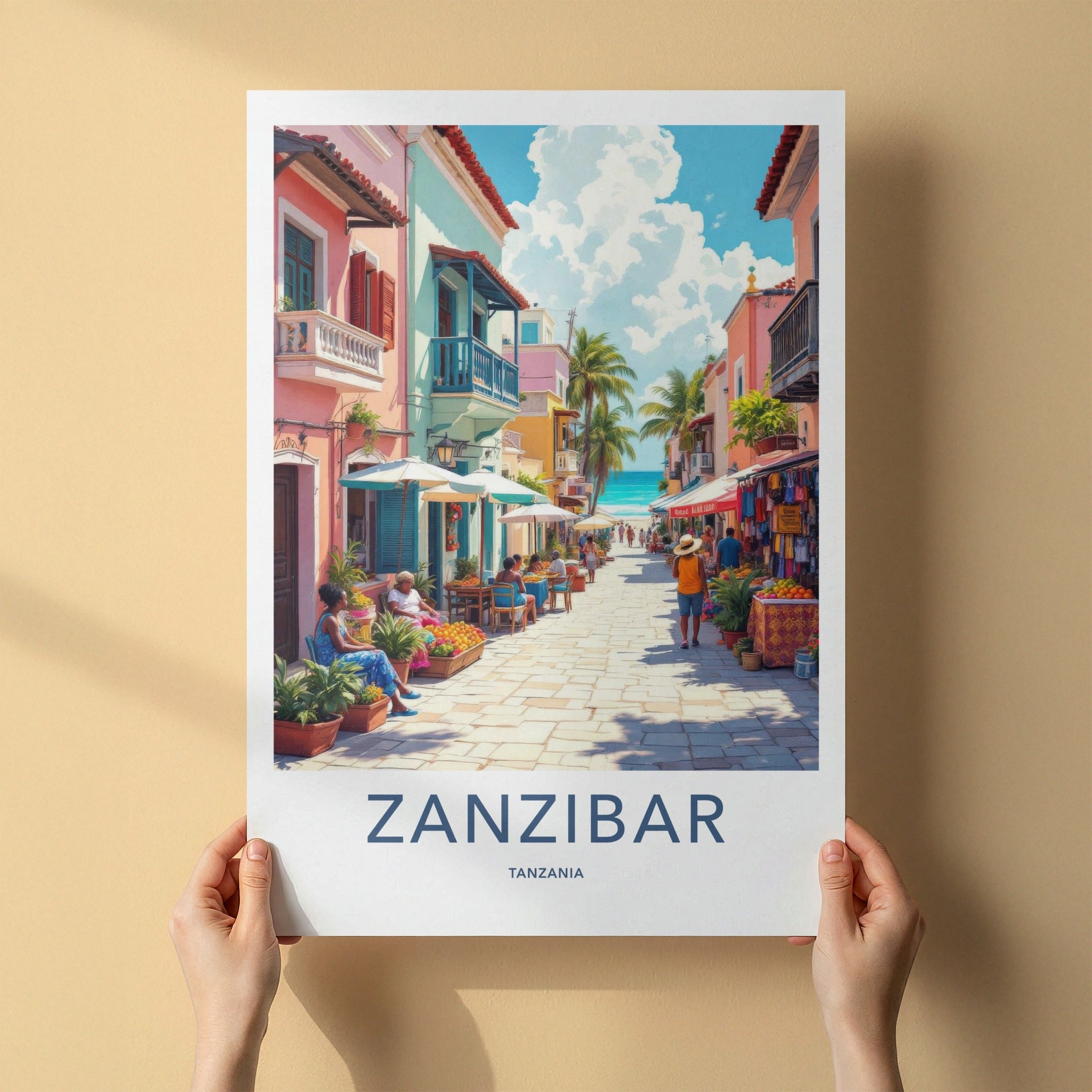 Zanzibar Poster - Tanzania Travel Print - Vibrant Island Marketplace Home Decor