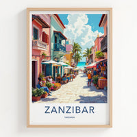 Zanzibar Poster - Tanzania Travel Print - Vibrant Island Marketplace Home Decor