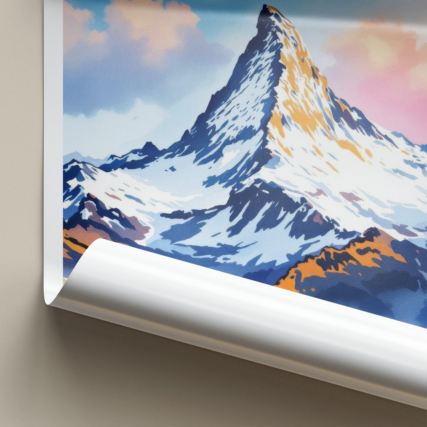 Zermatt Poster - Switzerland Wall Art - Orange Touched Summit Home Decor