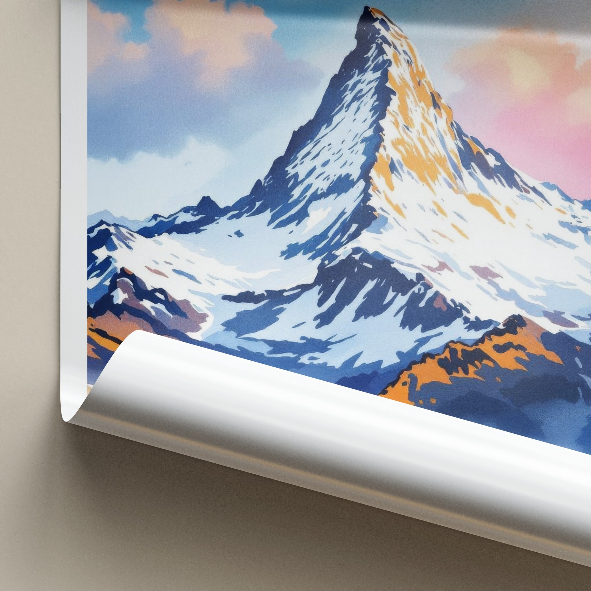 Zermatt Poster - Switzerland Wall Art - Orange Touched Summit Home Decor